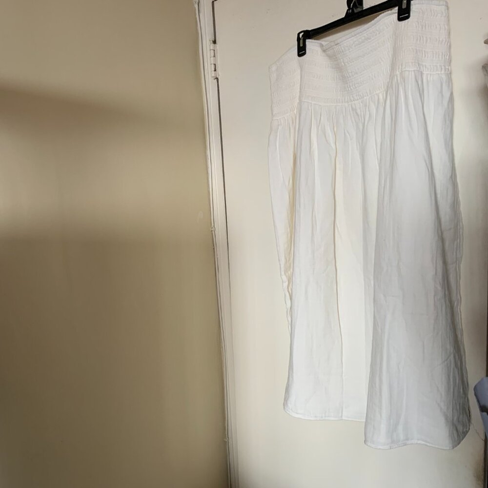 High-Waisted Crinkle Gauze Smocked Maxi Skirt SIZE L SEA SALT - Picture 9 of 11